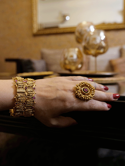 Set of two openable ram durbar kadas with ruby stones - Odara Jewellery