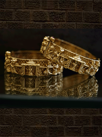 Set of two doli and baraat design openable kadas - Odara Jewellery