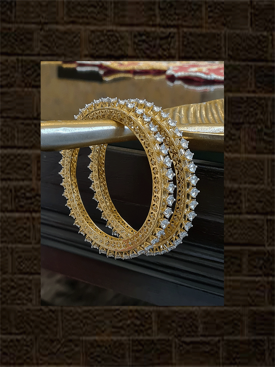 Zircon studded pacheli's(set of two) - Odara Jewellery