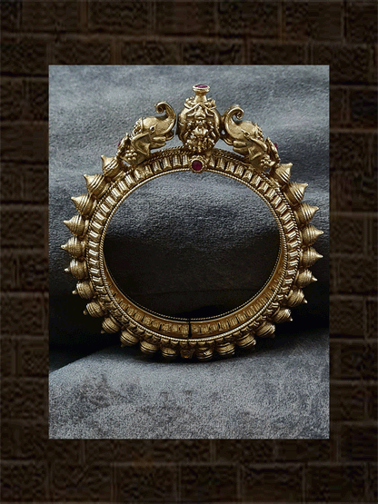 Laxmiji motif in between elephant mouth openable spike design kada (single) - Odara Jewellery