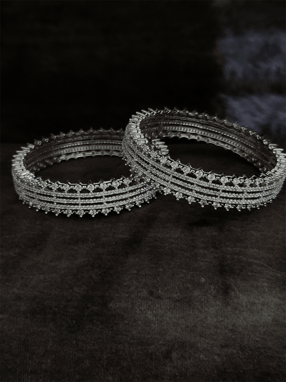 Classy five AD line bangles(set of two) - Odara Jewellery