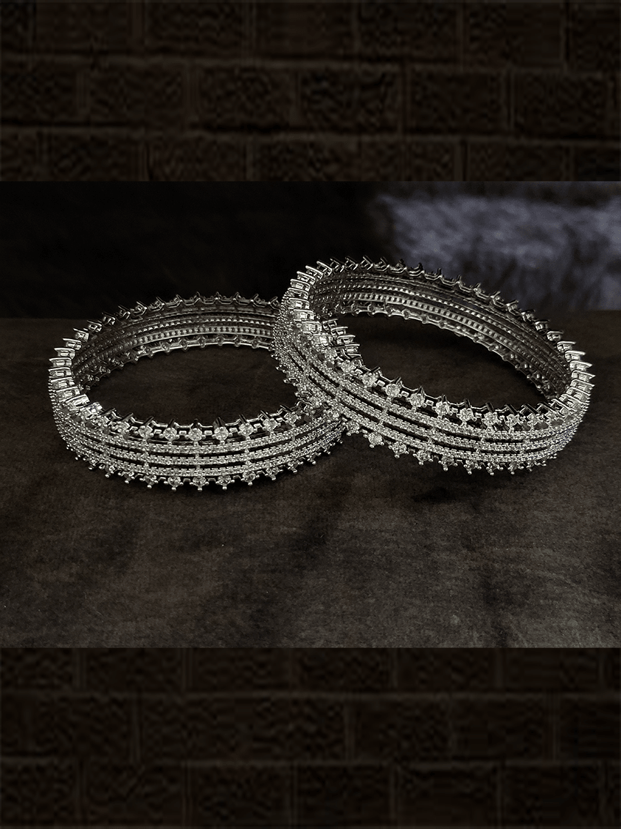 Classy five AD line bangles(set of two) - Odara Jewellery