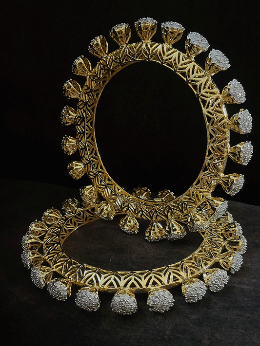 Set of two zircon studded pacheli kadas