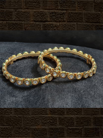 Set of two openable round kundan kada's - Odara Jewellery