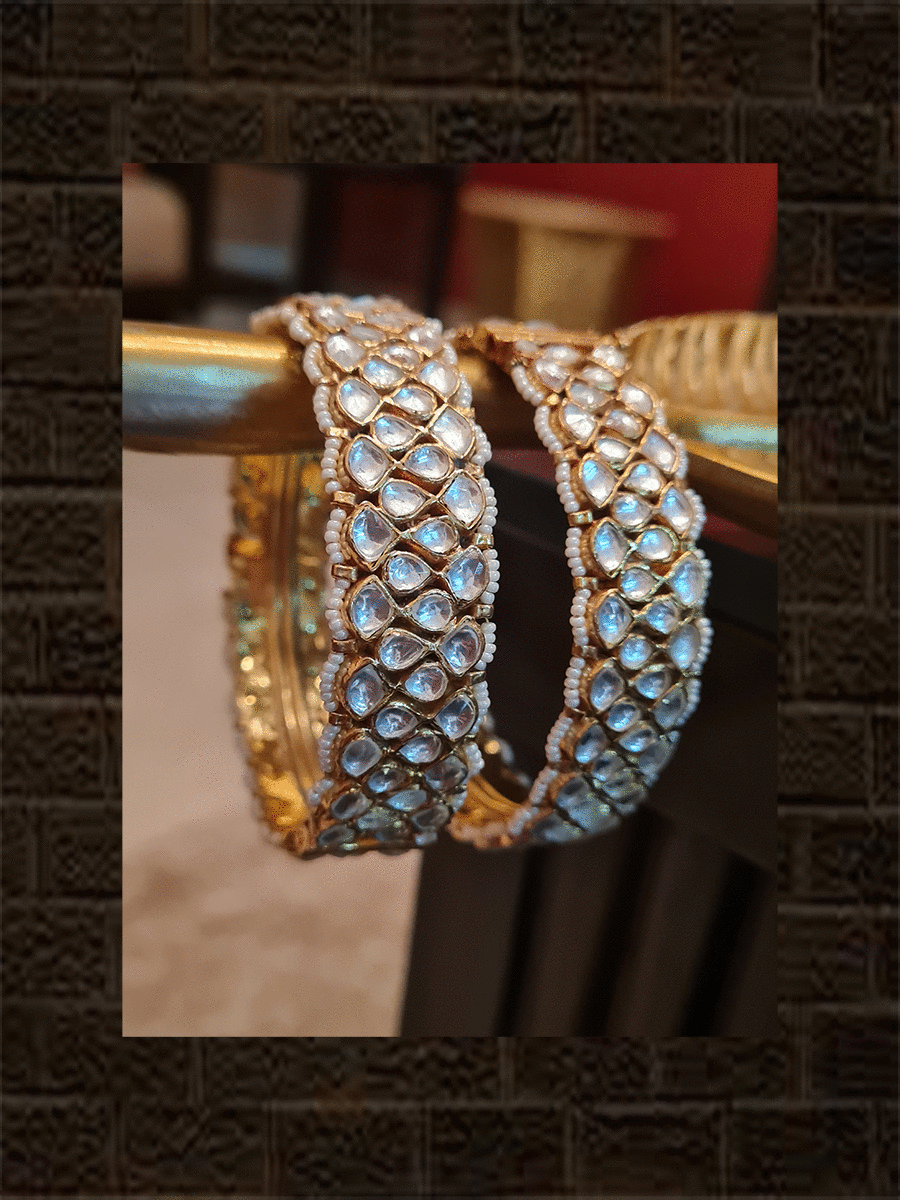 Broad pacchi kundan openable kada's with side pirohi work - Odara Jewellery