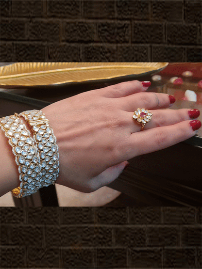 Broad pacchi kundan openable kada's with side pirohi work - Odara Jewellery