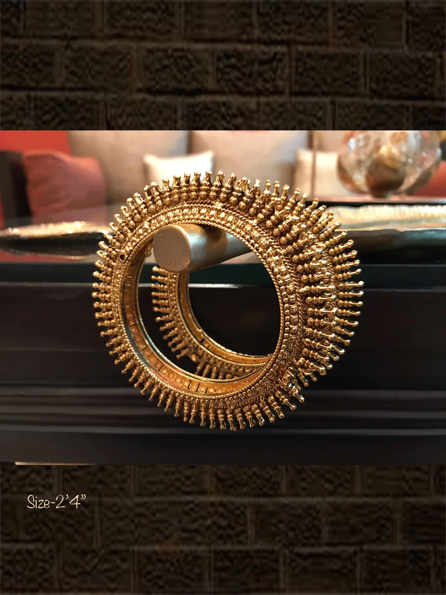 Gold finish spike design openable kada's(set of two) - Odara Jewellery