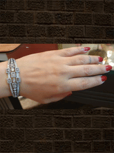 Load image into Gallery viewer, Black finish center brick design AD openable bracelet - Odara Jewellery