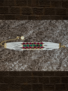 Ruby and half green stone heart cheed strings adjustable bracelet - Odara Jewellery