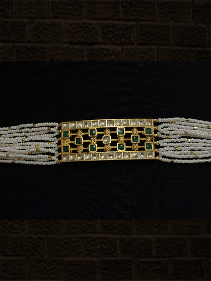 Mesh design pacchi kundan cheed side strings bracelet - Odara Jewellery