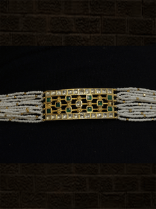 Mesh design pacchi kundan cheed side strings bracelet - Odara Jewellery