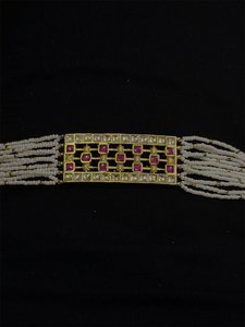 Mesh design pacchi kundan cheed side strings bracelet - Odara Jewellery