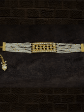 Load image into Gallery viewer, Mesh design pacchi kundan cheed side strings bracelet - Odara Jewellery