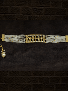 Mesh design pacchi kundan cheed side strings bracelet - Odara Jewellery