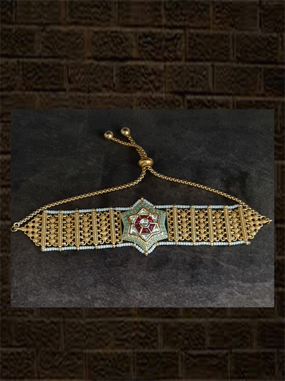 Star shaped broad chain adjustable bracelet in different colours - Odara Jewellery