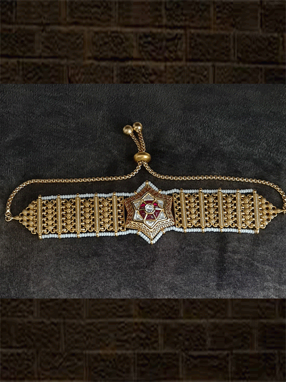 Star shaped broad chain adjustable bracelet in different colours - Odara Jewellery