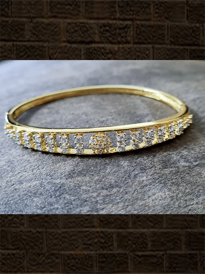 AD flower design vertical AD lines openable bracelet(fits to size 2'4 and 2'6) - Odara Jewellery