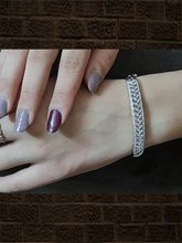 Load image into Gallery viewer, Baguette setting in between two AD lines openable bracelet(fits to 2&#39;6) - Odara Jewellery