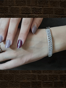 Baguette setting in between two AD lines openable bracelet(fits to 2'6) - Odara Jewellery