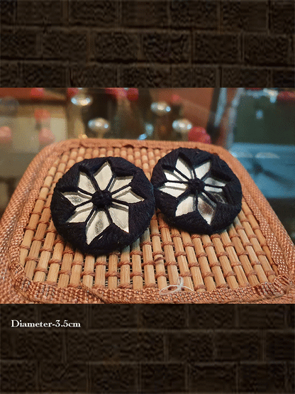 Thread mirror work handmade earring - Odara Jewellery