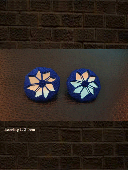 Thread mirror work handmade earring - Odara Jewellery