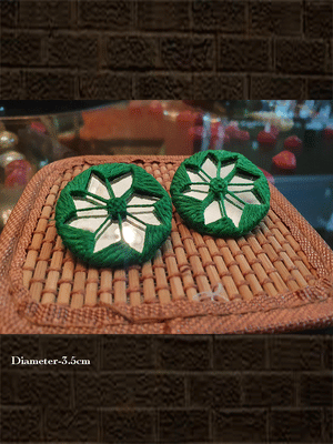 Thread mirror work handmade earring - Odara Jewellery