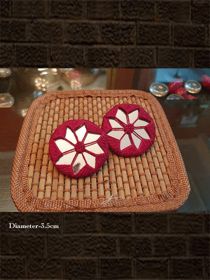 Thread mirror work handmade earring - Odara Jewellery
