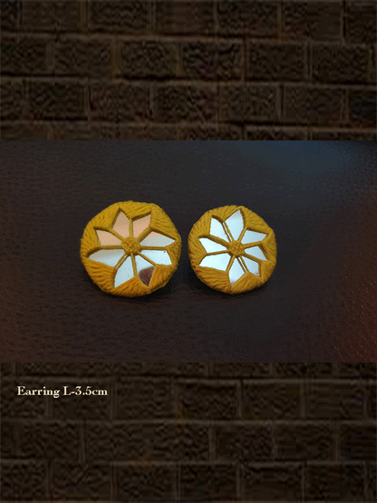 Thread mirror work handmade earring - Odara Jewellery