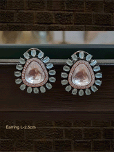 Load image into Gallery viewer, Black finish triangular kundan and AD coloured stones studs - Odara Jewellery