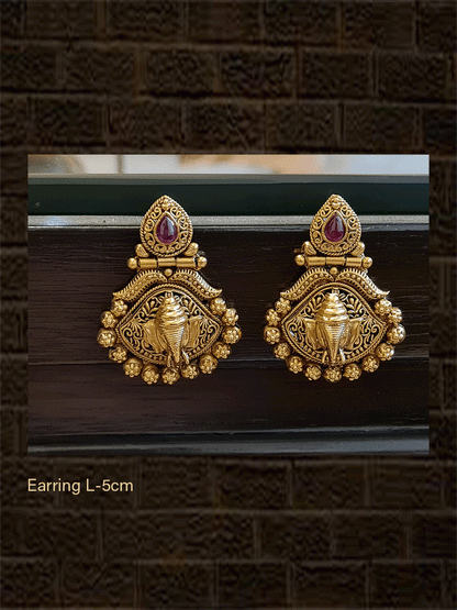 Leaf design top ganpatiji earrings - Odara Jewellery