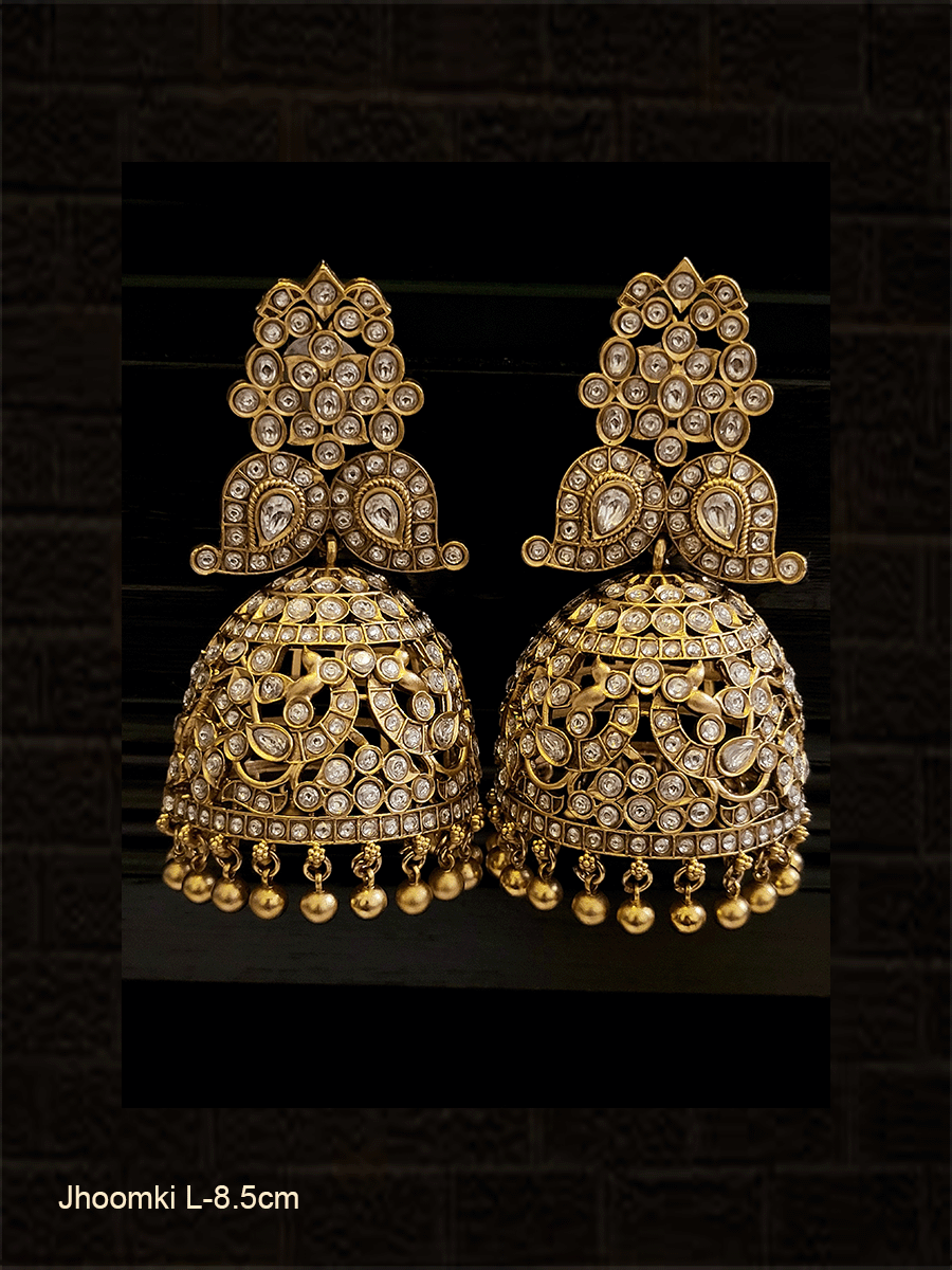 Bold coloured stones studded jhoomkies