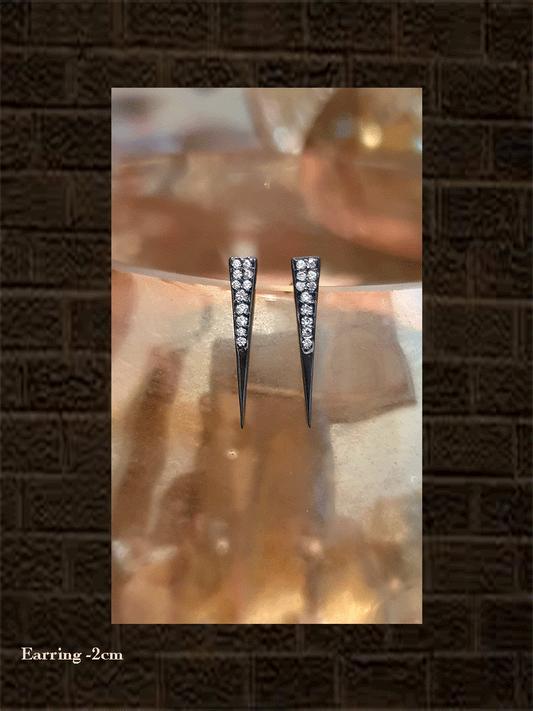 Sterling silver black oxidised and CZ earrings(wt-0.995gm) - Odara Jewellery