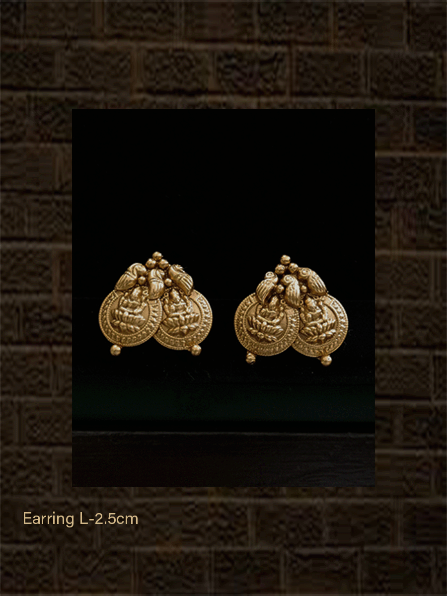Double laxmiji coin earrings - Odara Jewellery