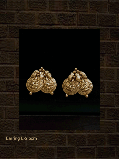 Double laxmiji coin earrings - Odara Jewellery