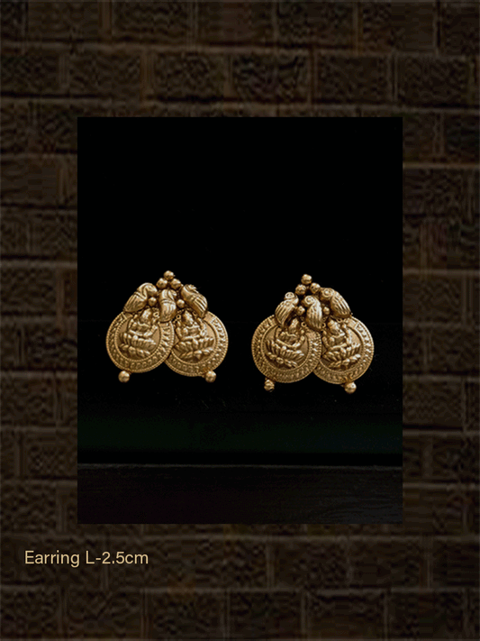 Double laxmiji coin earrings - Odara Jewellery
