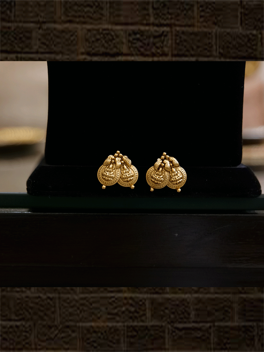 Double laxmiji coin earrings - Odara Jewellery