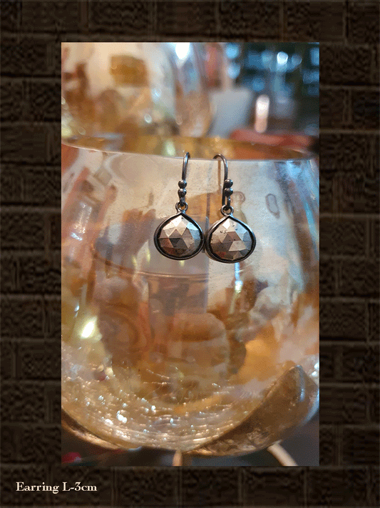 Sterling silver pyrite briolette black finish earring(gm wt-3.630gm) - Odara Jewellery