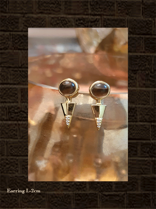 Sterling silver smoky topaz and cubic zirconia arrow shaped earrings(wt-2.497gm) - Odara Jewellery