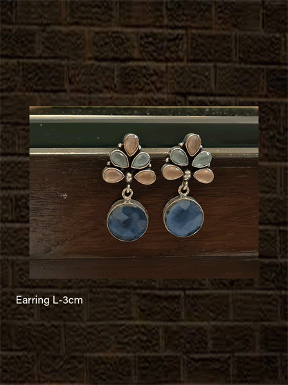 Round stone drop leaf top design earrings - Odara Jewellery