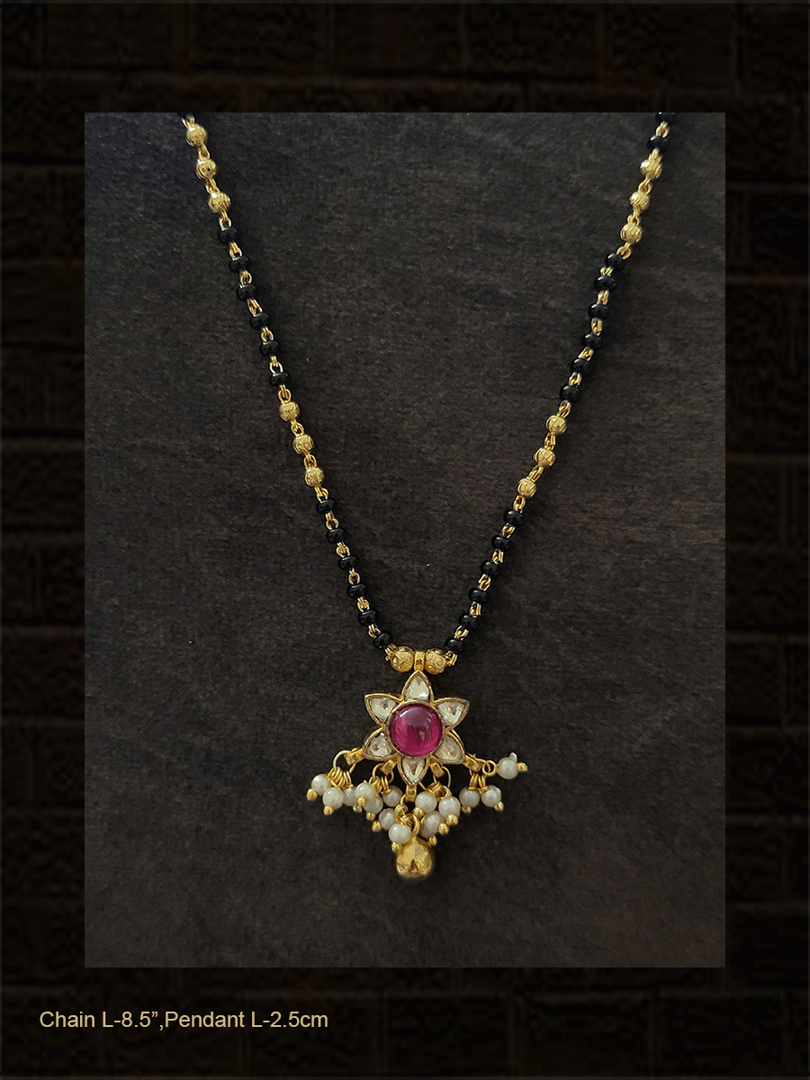 Pacchi kundan flower design mangalsutra - Odara Jewellery