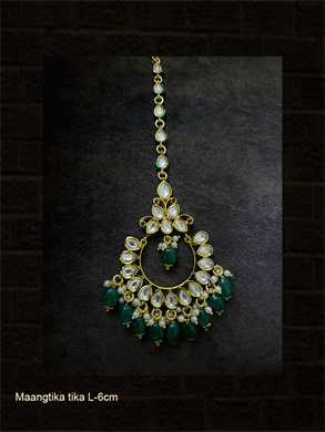 Kundan chandbali design maangtika with coloured drops