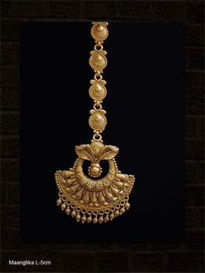 Leaf chain with leaf top design gold finish maangtika - Odara Jewellery