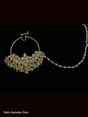 Paachi kundan nath with center flower design