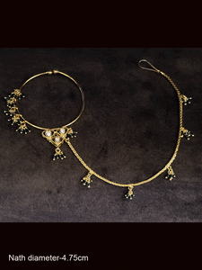 4.75 cm diameter ring Nath with polki and pearly hangings