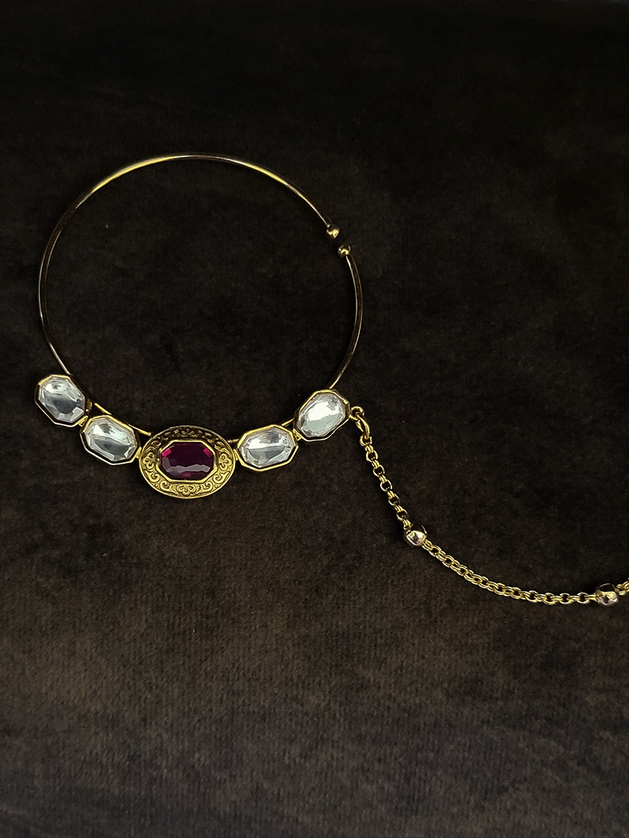 5.5cm kundan and stone studded ring nath