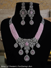 Load image into Gallery viewer, Black finish AD and stone studded multi string neckpiece