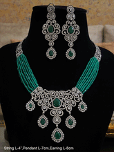 Load image into Gallery viewer, Black finish AD and stone studded multi string neckpiece