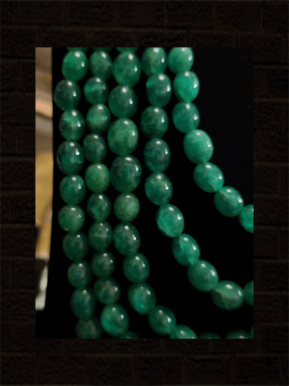 Five strings 12" long neckpiece(shell pearls and ruby,green natural glass beads)