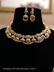 Zircons studded in half jhoomki and elephant design set with rectangular stones - Odara Jewellery