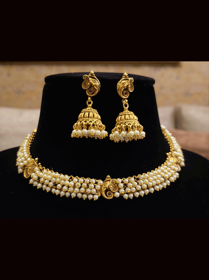 Bead hangings side chain with ganpatiji motif's set